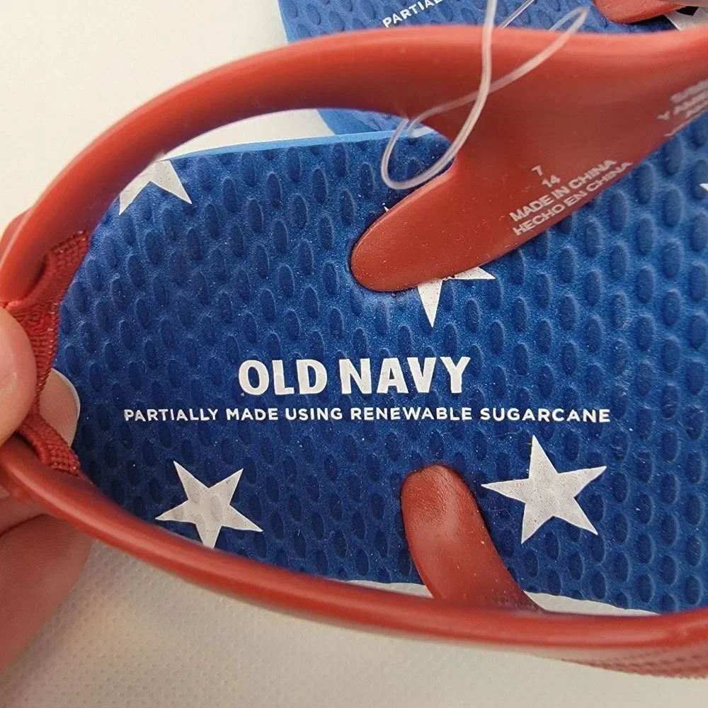New Americana Sandals Unisex Toddler 7 Flip Flops Red White Blue‎ Stars New
